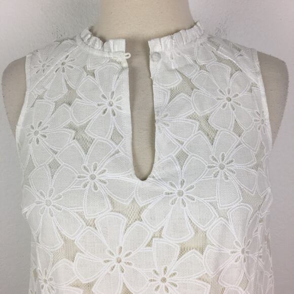 Modcloth White Floral Lace Sleeveless Cottagecore Top XS - Picture 3 of 6